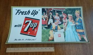 Vintage 1951 7 - Up Cardboard Display Sign " Fresh Up " Costume Party