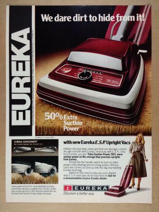 1978 Eureka Esp Upright Vacuum Cleaner Vintage Print Ad
