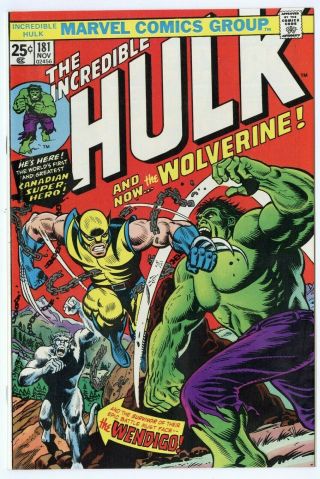 Hulk 181 Nm 9.  4 White Pages 1st Full App.  Wolverine Marvel 1974