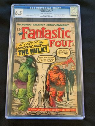 Fantastic Four 12 Killer Key Hulk Battle Cgc Fn6.  5