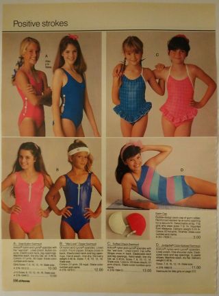 1985 Vintage Paper Print Ad Fashion Swimsuit Ruffled Wet - Look Cap Dove Jordache