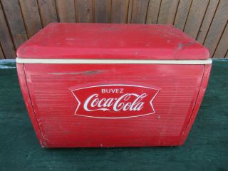 Great Old Soda Red Drink Coca Cola Cooler Chest Has Lid