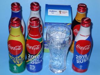 World Cup 2018 Russia Coca Cola Commemorative Bottle / Trophy Glass Set
