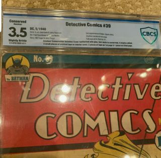Detective Comics 39 CBCS 3.  5 DC 1940 2nd Robin Scarce BATMAN 1 PREVIEW ONLY 60 3