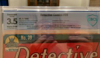 Detective Comics 39 CBCS 3.  5 DC 1940 2nd Robin Scarce BATMAN 1 PREVIEW ONLY 60 6