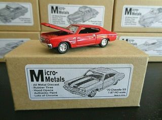 Rare Retired Micro - Metals  70 Chevelle Ss 1:87 Ho Scale Hood Opens W/box