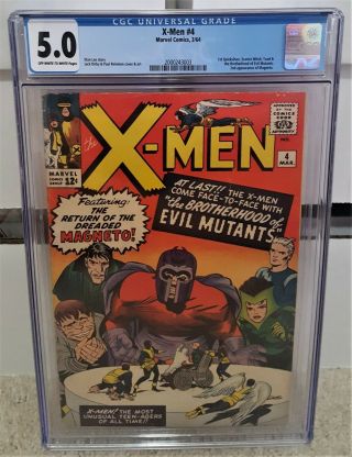 X - Men 4 (1964) Cgc 5.  0 - 1st Scarlet Witch & Quicksilver 2nd Magneto Key