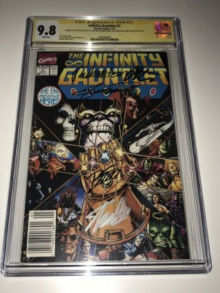 Infinity Gauntlet 1 Newsstand Cgc 9.  8 5xss Stan Lee Signed Avengers