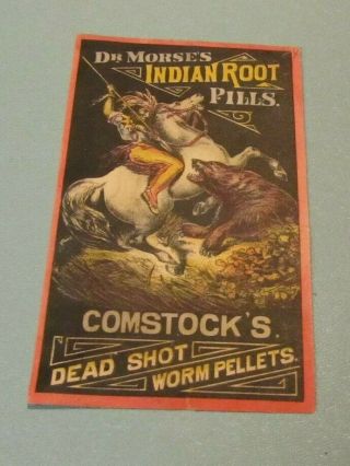 Dr.  Morse Indian Root Pills Comstock Dead Shot Worm Pellets Victorian Trade Card