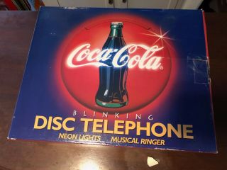 1995 Coca Cola Disc Telephone Blinking Neon Lights Musical Ringer Redial