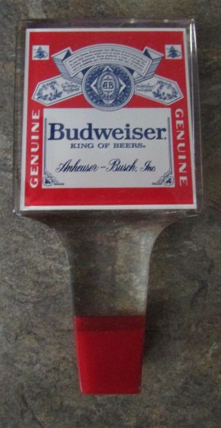 Vintage Anheuser Busch Budweiser Tap Handle Acrylic 6 Inches