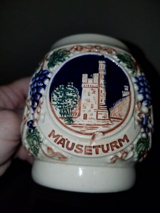 Vintage Set Of 3 German Castle Small Steins Feindlbruder,  Mauseturm,  Drachenfels 3