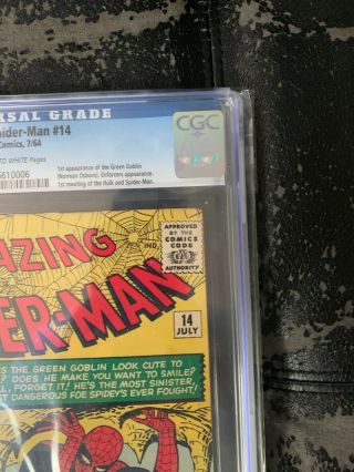 Spider Man 14 Green Goblin 7.  0 GRADED 7/64 Marvel Comics Stan Lee 3