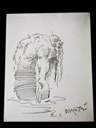 Val Mayerik Signed Man Thing Hand Drawn Comic Art 7.  5x9