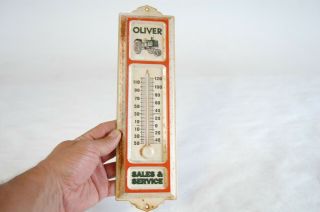 Vintage Oliver Tractor Tin Thermometer Sales And Service