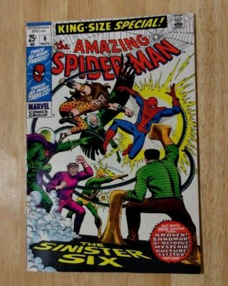 Spiderman Annual 6 1969 Sharp F/vf Sinister 6,  Rep 1 Vs F.  F