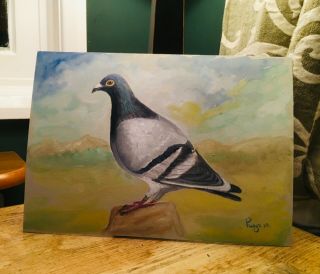 Painting Of A Racing Pigeon In Watercolour
