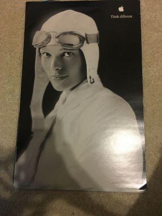 Apple Think Different Poster,  Amelia Earhart By Steve Jobs Rare 1998 24 X 36