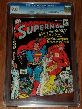 Superman 199 Cgc 9.  0 Graded Dc Comic Book 1967 1st Race Vs Flash Justice League