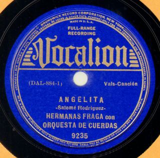 1st Time On Ebay Rare 1930s Tejano 78 Hermanas Fraga " Angelita " Vocalion 9235