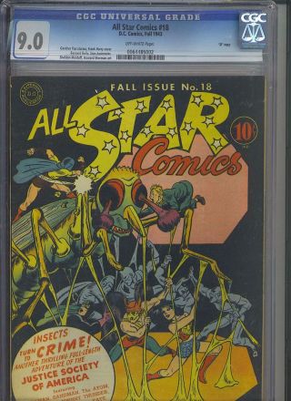 All Star Comics 18 Cgc Vf/nm: 9.  0 Ow; Giant Insect Cover