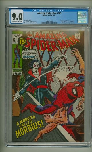 Spider - Man 101 (cgc 9.  0) Ow/w Pages; 1st App.  Morbius; Lizard (c 24784)