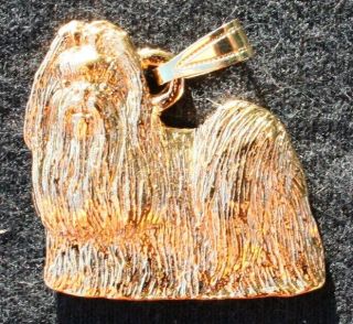 Shih Tzu Show Cut Dog 24k Gold Plated Pewter Pendant Jewelry Usa Made