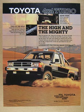 1987 Toyota Sr5 4x4 Turbo Xtracab Sport Pickup Truck Vintage Print Ad