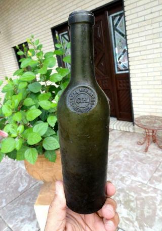 Early Corral Hermanos Reinosa Seal Wine Deep Olive Green Bottle Spain 1800 