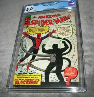 Spider - Man 3 (1963) /cgc 5.  0/1st Doctor Octopus /ditko Art/off - White Pgs