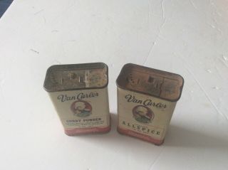 Two Scarce Vintage Van Curler Spice Cans - Schenectady,  N.  Y.  (Allspice & Curry) 2