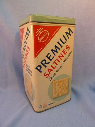 Vintage Nabisco Premium Saltines Crackers Tin Canister Antique Usa Americana