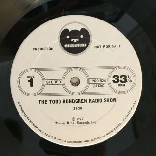 Rare Todd Rundgren Radio Show 1972 Promotional Lp On Bearsville