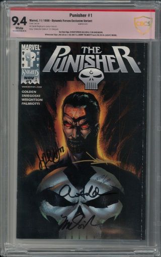 The Punisher (1998) 1 Dynamic Forces Cbcs 9.  4 Signed 4x Palmiotti Jae Lee