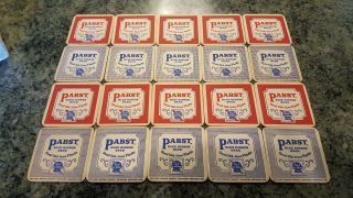 Vintage Pabst Blue Ribbon Beer Drink Coasters Thick 2 Sided Pack Of 20 Nos