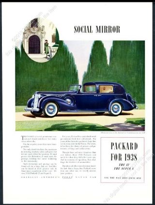 1937 Packard 12 Sedan Limousine Blue Car Pic Vintage Print Ad