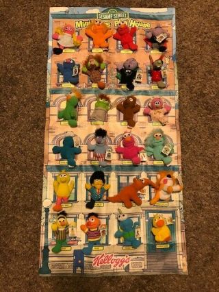 Kelloggs Sesame Street Mini Beans Playhouse With Wall Hanging.  A Complete Set