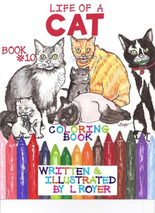 Cat Art Coloring Book By Creator Artist L Royer Autographed 10 Release