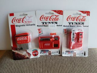 Coca Cola Tunes Magnets - 2 Soda Machines And A Magnet Soda Fountain 1997