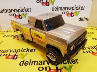 Vintage Tonka Silver Pick Up Truck Pressed Steel With Cap Xr - 101 Tires
