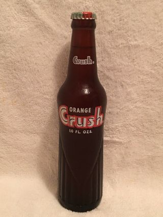 Full 10oz Amber Orange Crush Acl Soda Bottle
