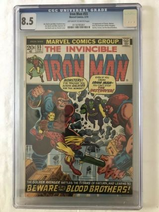 Iron Man 55 Cgc 8.  5 Ow/w (marvel 1973) 1st Full Appearance Of Thanos