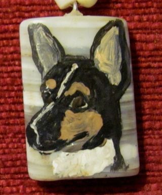 Rat Terrier Hand - Painted On Rectangular Pendant/bead/necklace