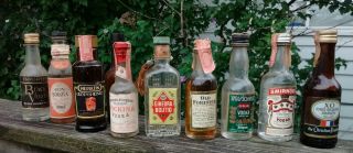 16 Vintage Mini Glass Liquor Bottles 1 Old Forester 1 From A Casino