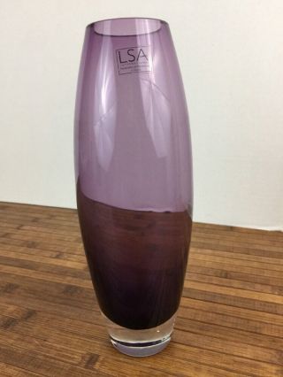 Lsa International Purple Hand Crafted Mouth Blown Glass Vase Poland