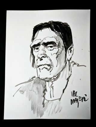 Val Mayerik Signed The Monster Of Frankenstein Hand Painted Comic Art 8 " X11 "