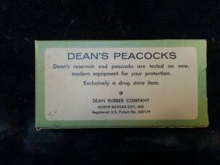 Vintage Condom Dean ' s Rubber Peacocks Condoms 1950s one dozen. 2