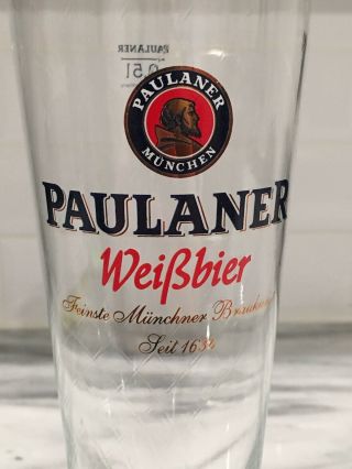 PAULANER MUNCHEN Weissbier 0.  5L Beer Glasses Swirl Design From Germany 10” Tall 3