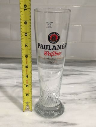 PAULANER MUNCHEN Weissbier 0.  5L Beer Glasses Swirl Design From Germany 10” Tall 4