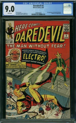 Daredevil 2 Cgc 9.  0 2nd Appearance Electro White Pages